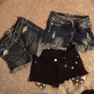 Lot of 3 distressed jean shorts